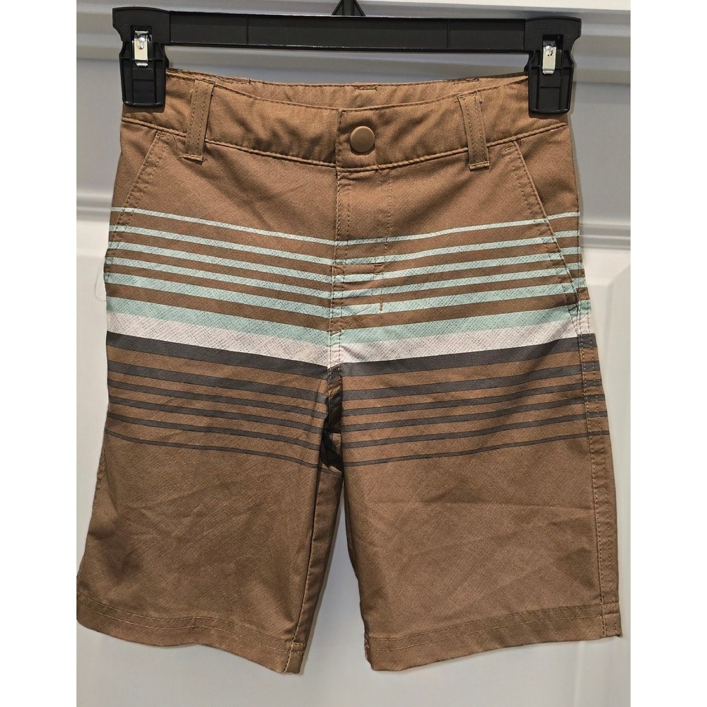 Art Class Boys Hybrid Shorts Brown Striped Mesh Lined Size 7 Casual Golf